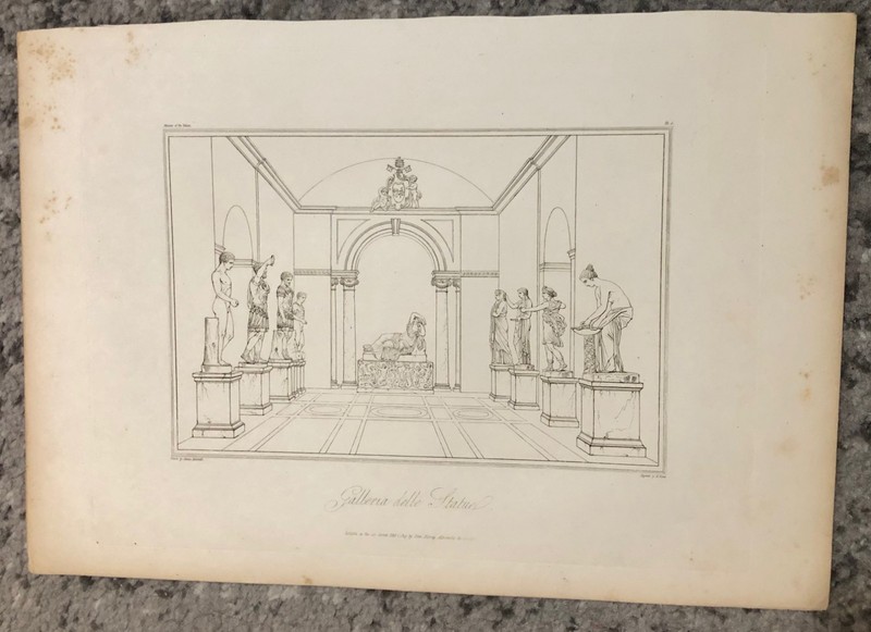 Hakewill Copper Engraving 1820 | Italy Galleria delle Statue Art Etching Antique