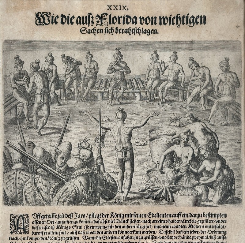 Theodore de Bry engraving Proceedings of the Floridians Timucua Florida gallery