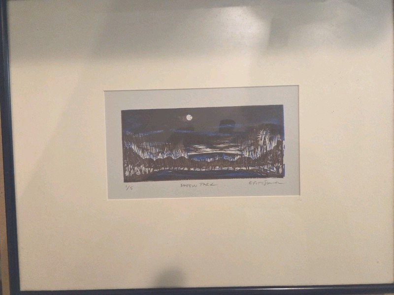 Woodblock Print Entitled «Daffin Park» by E. Fitzsimons Signed & NUMBERED 1 of 5