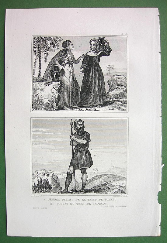 JEWISH PEOPLE Costume Women Mordechai Hunters Soldier - 3x 1859 Antique Prints gallery
