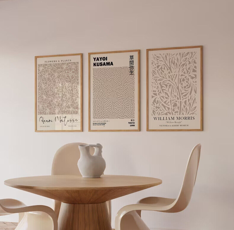 Neutral Beige Wall Art Posters Set Of 3 Cream Morris Matisse Poster Prints gallery