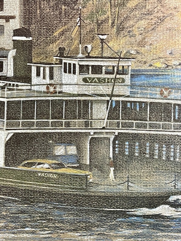 The Vashon Ferry Orcas Landing Print ORCAS ISLAND Washington 1981 CC Gill Signed gallery