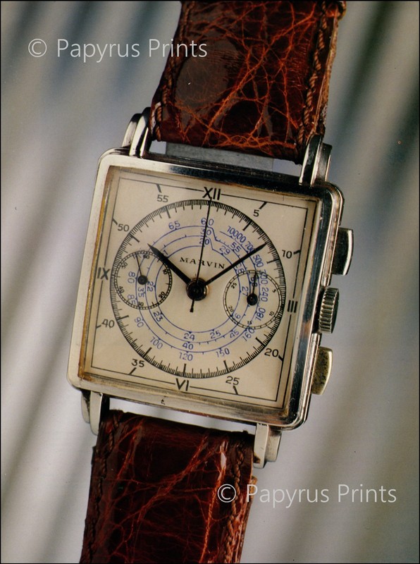 1990 Vintage Print Watch 1949 Marvin Silver Wristwatch Time Clock Timepiece