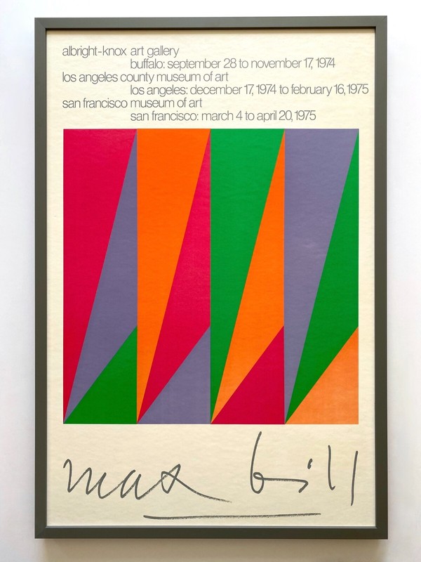 MAX BILL RARE 1974 SERIGRAPH SILKSCREEN PRINT FRAMED MODERNIST EXHIBITION POSTER