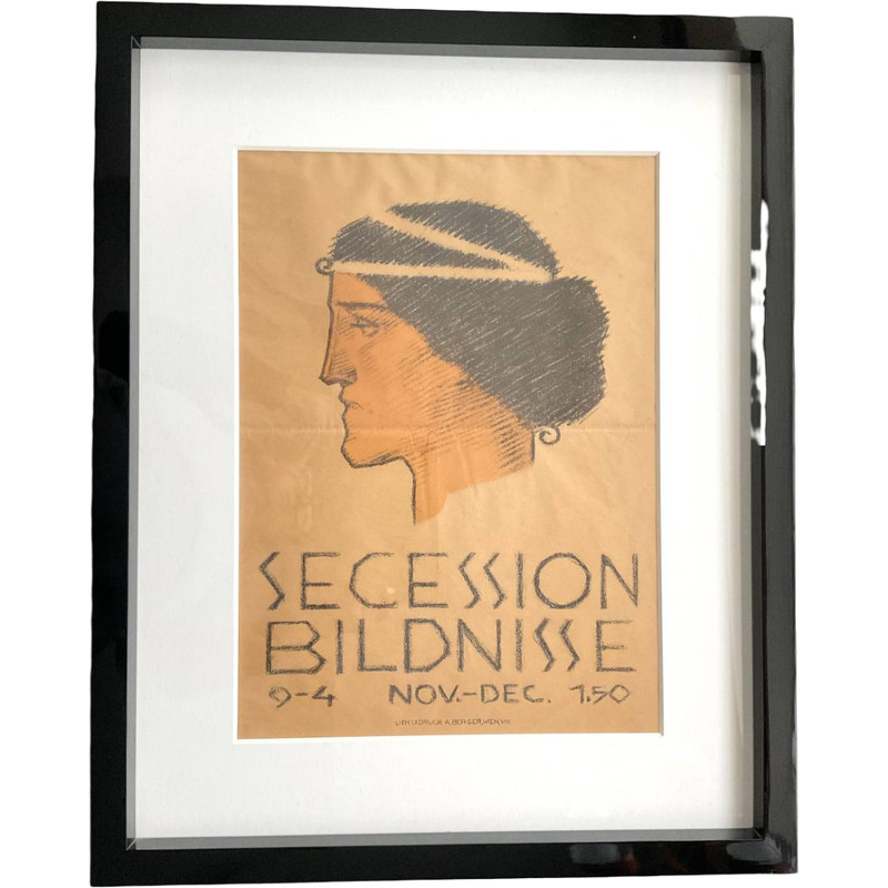 Vienna Secession Bildnisse 1918 Poster H Kraus Antique Lithograph Framed Auth
