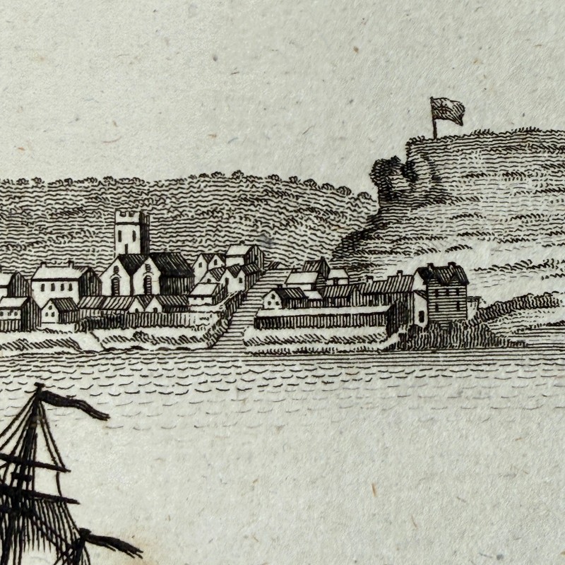 Antique c1790 St Hilary Jersey Copperplate Engraving Laid Paper Maritime View gallery