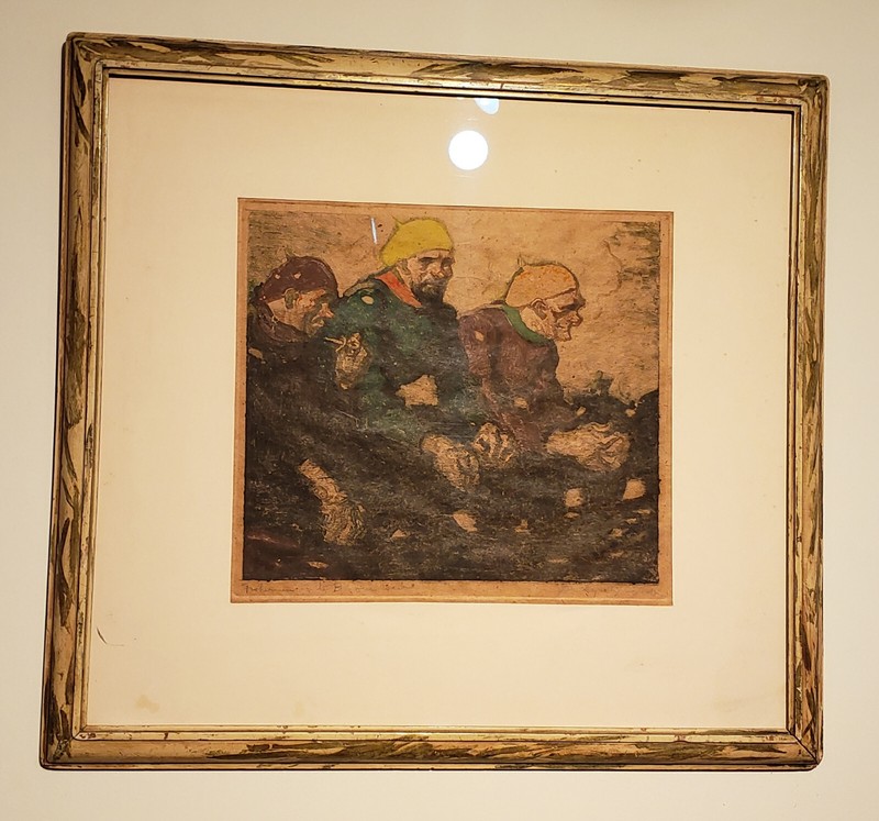 ~ Vintage Art print Daniel Dan Sayre Groesbeck signed Fishermen Basque Coast ~