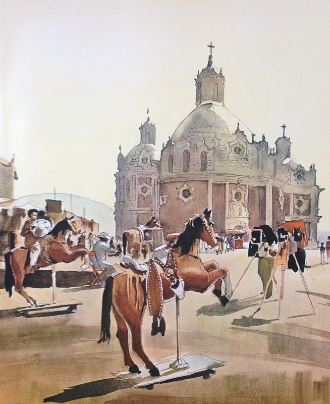 1966 Vintage Mexico Full Color Art Plate «MEXICO CITY» Peter McIntyre Lithograph