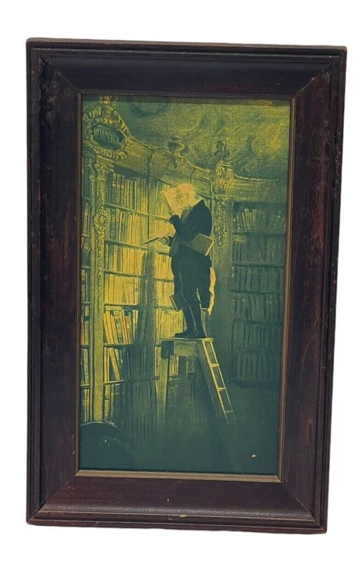 “The Bookworm” Carl Spitzweg VTG Edward Gross Co. Framed Print Has WEAR
