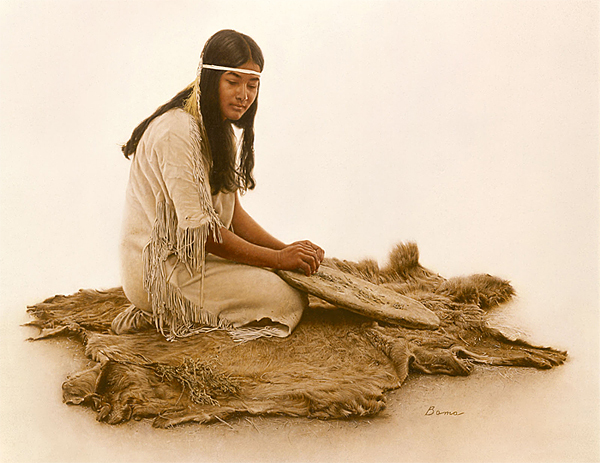 James Bama SAGE GRINDER, Native American, Navajo Maiden, WY Giclee Canvas #12/75