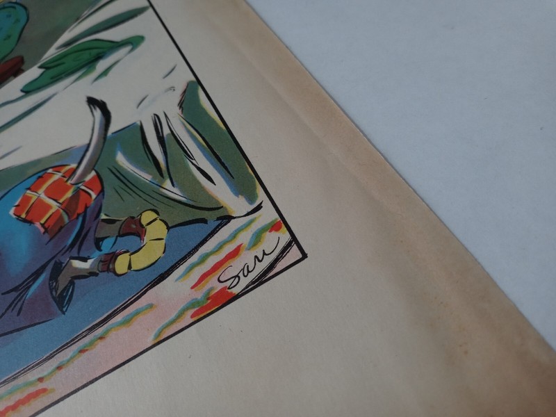 Anthropomorphic Cats 3 Searching Bed Sari Print Colorful Vtg Book Plate 1930s gallery