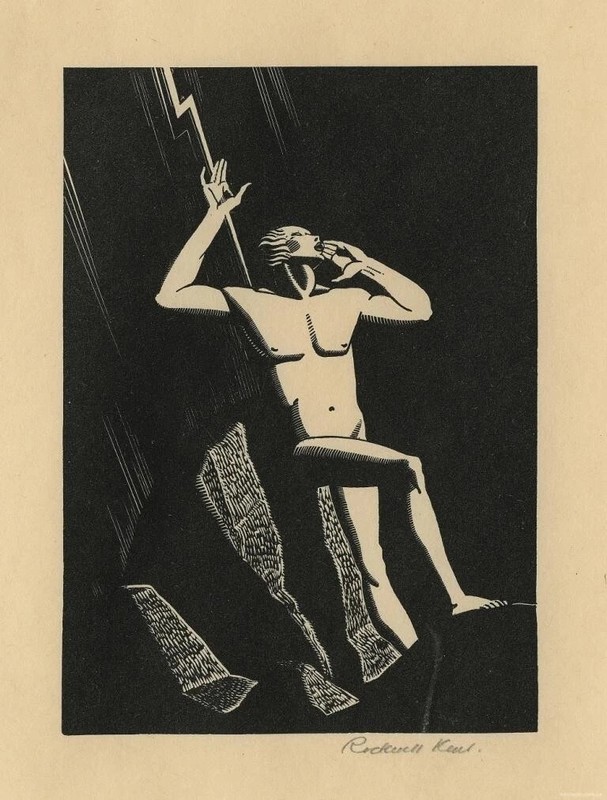 Prometheus Rockwell Kent 1931 American Modernist Mythological VINTAGE art print