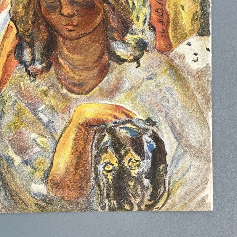 1939 Pierre Bonnard Original Color Lithograph Verve 5-6 Girl Boat Dog Art 14x10 gallery