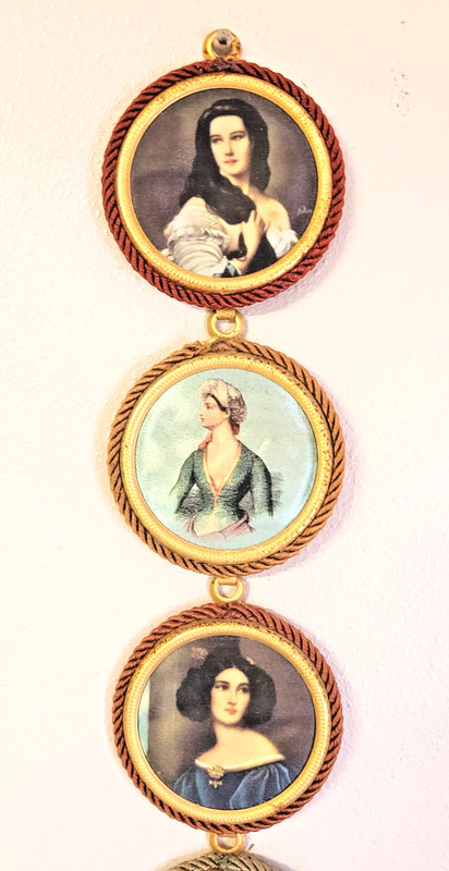 7 Made in Italy Silk French Portraits Gold copper Frames w/ Rope Disney Sold