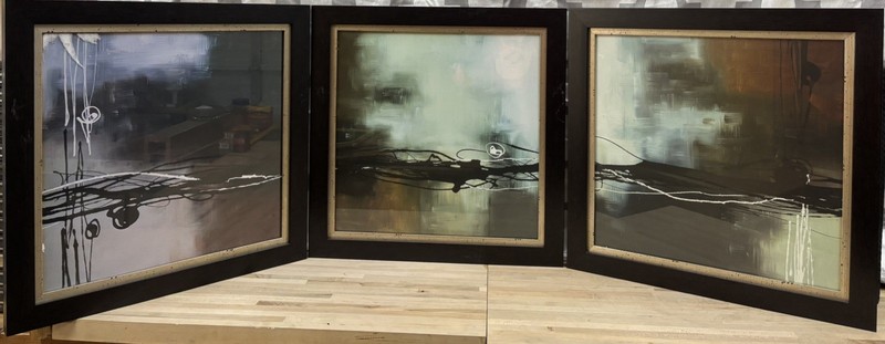PRELUDE IN RUST I, II, III FRAMED LAURIE MAITLAND 3PC CANVAS 22×22