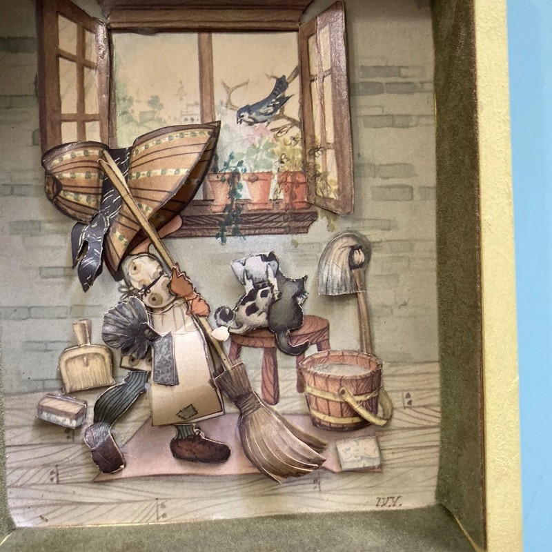 Holly Hobbie Paper Art 3D Craft Country Shabby Sheik Small Framed 70s gallery