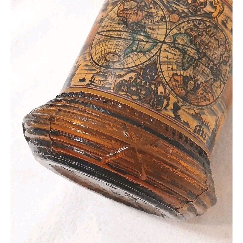 Oil Kerosene Lamp 8" Amber Glass Map Motif 8" Hong Kong Emergency Prepare New gallery