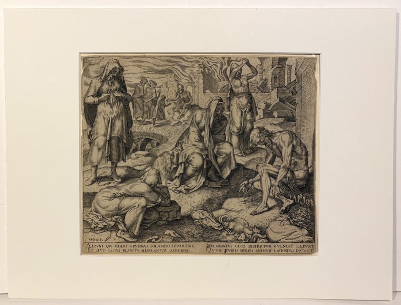 MAERTEN VAN HEEMSKERCK 16th c. Dutch Engraving on Laid Paper BOOK OF JOB 1563 gallery