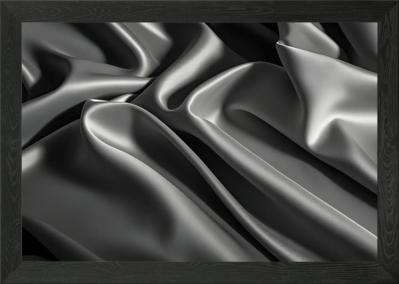 Abstract Silver Fabric Waves Framed Wall Art Poster Canvas Print Picture