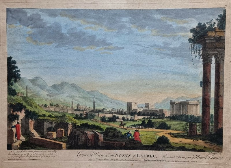 c1790 ROBERT SAYER GENERAL VIEW OF THE RUINS OF BALBEC HAND COLOURED ETCHING