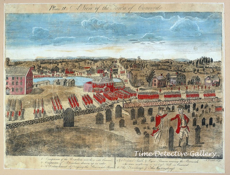 «A View of the Town of Concord 1775» by Amos Doolittle – Revolutionary War Print