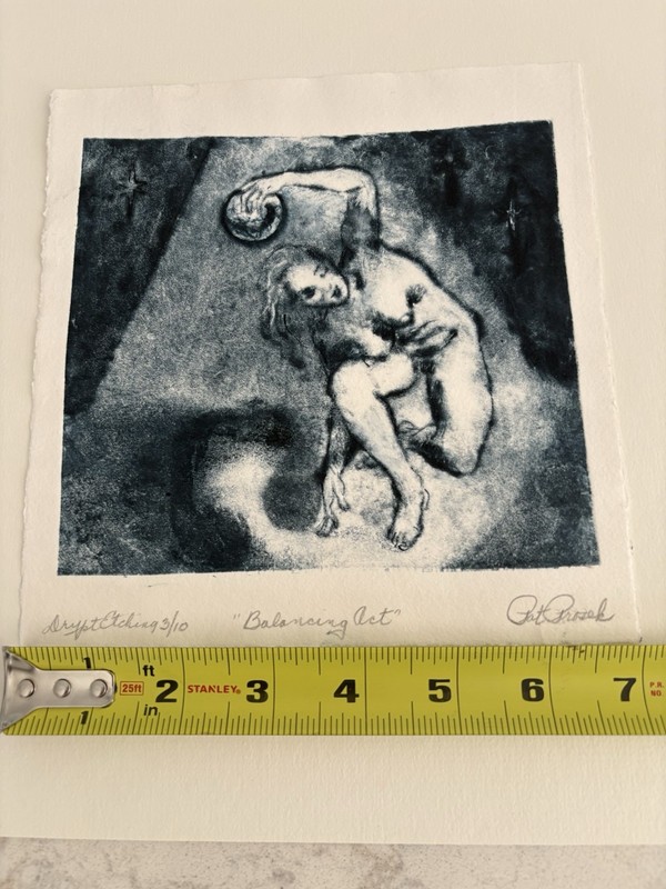 Pat Prosek Dry Point Etching “Balancing Act” S&N 3/10 gallery