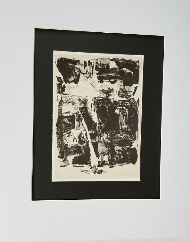 Robert Rauschenberg "Accident" Mounted b/w offset Lithograph 1973 gallery