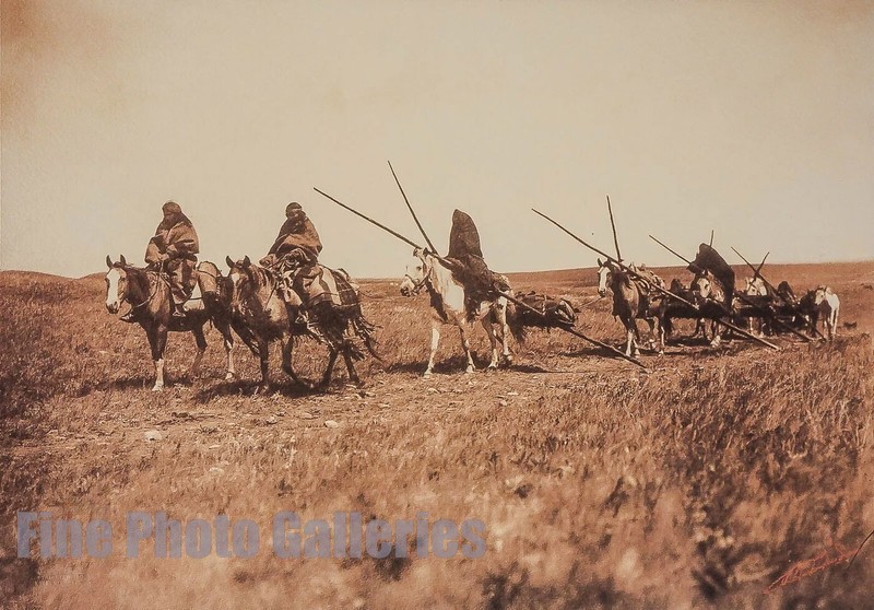 1900/01 Vintage EDWARD CURTIS Native American Indian Piegan On Road Tritone Art