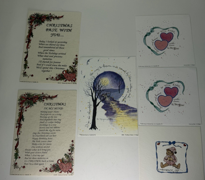 D. Morgan S. Skeen Lot Prints Unframed 5×7 & 5×5 Christmas Hearts Bear Tree