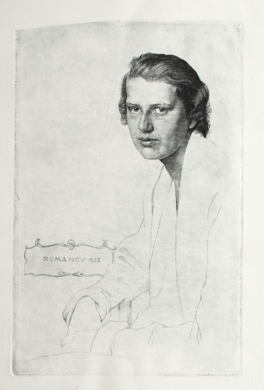 Sigmund Lipinsky Portrait of Woman Portrait Etching Posthumous Print 1923 Monogram