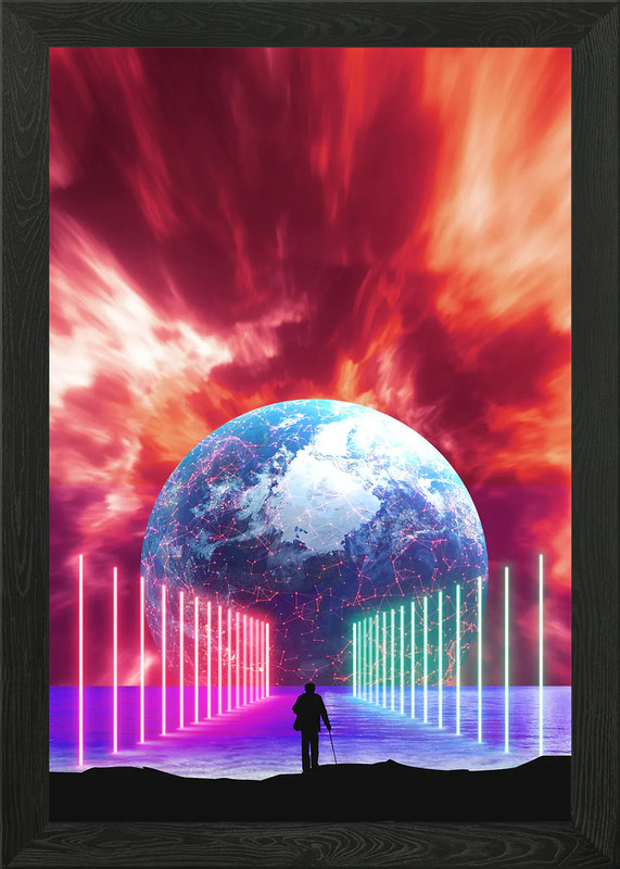 Planet Earth Scifi Space Framed Wall Art Poster Canvas Print Picture
