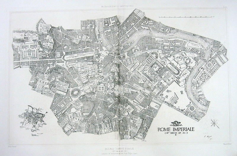 14 ~ ANCIENT ROME MAP PLAN ~ Old D’ESPOUY 2 ft Architecture Art Print