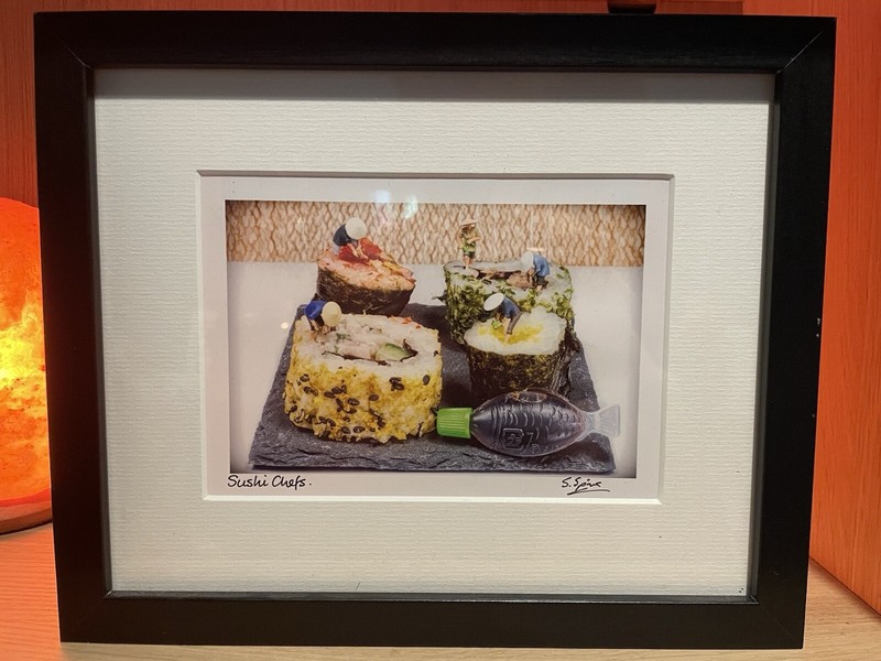 Sushi Chef Picture In Glass Frame, rare photography, decorative