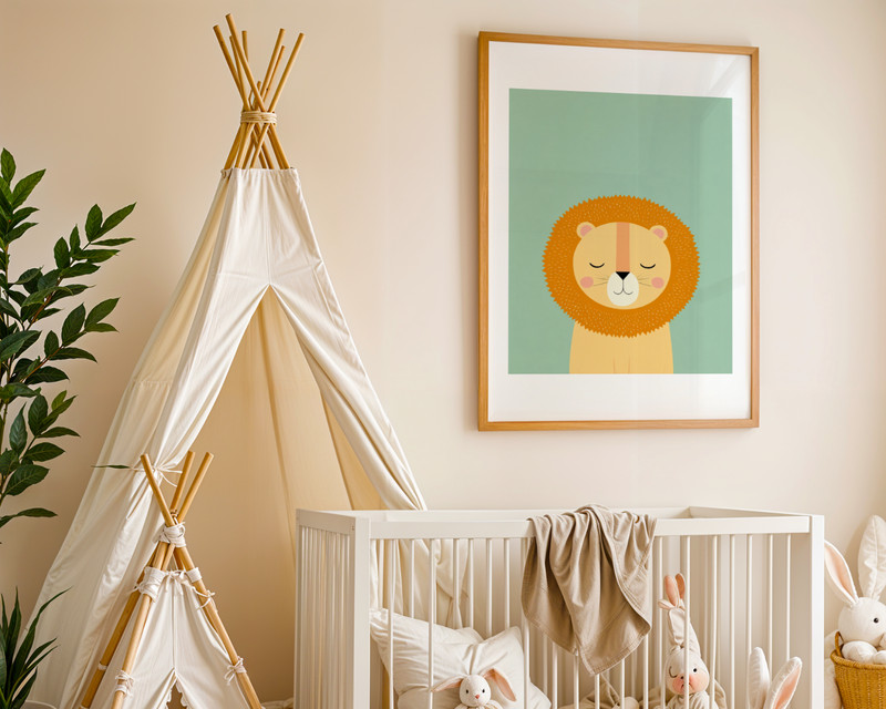 Cute Lion Nursery Wall Art Kids Animal Print Baby Room Decor Gift gallery