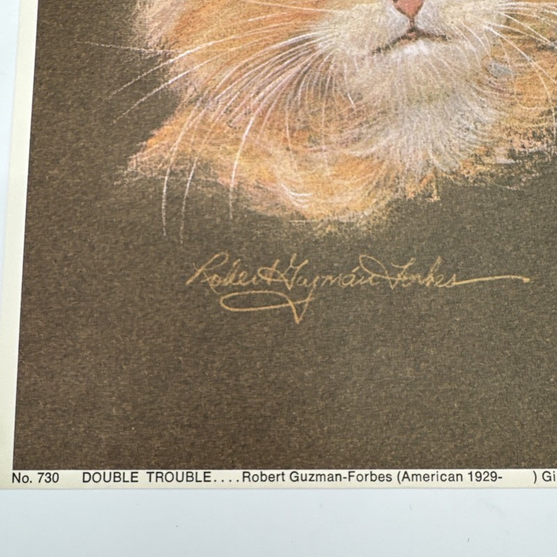 Vintage Robert Guzman-Forbes Lithograph Double Trouble 8x10 Kittens Cat gallery