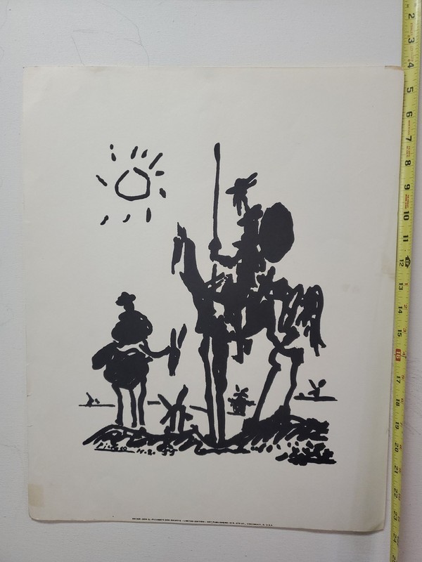 Vintage Midcentury Pablo Picasso Don Quixote Lithograph Print on Paper 16×20