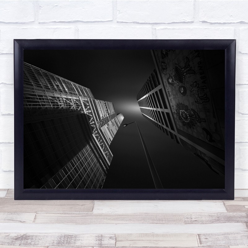 Friend Or Foe Up shot two buildings Close Black and white skyscrapers Print