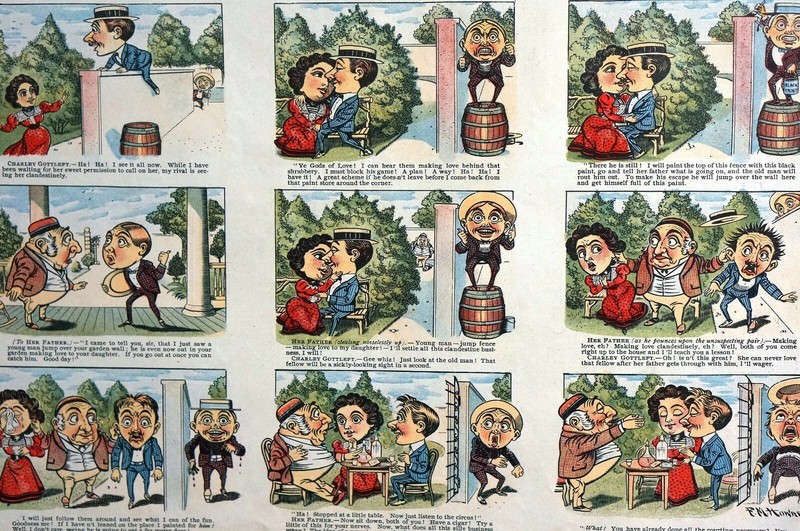 Love Romance Courtship Marriage 1898 JEALOUS SUITOR’S PLANS GO ASTRAY Puck Comic