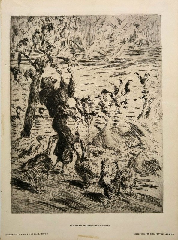 Emil Pottner: St. Francis & Animals 1916 / Austrian Jewish Impressionism Ecology
