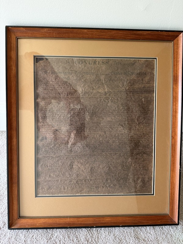 Declaration Of Independence Reprint Framed