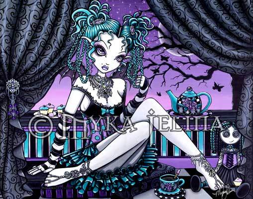 Gothic Fairy Couture Tea Party Rag Doll 11×14 Myka Jelina Art PRINT Makayla