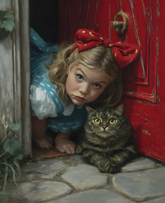 8×10 Little Girl with Cat Art Print – 806666872