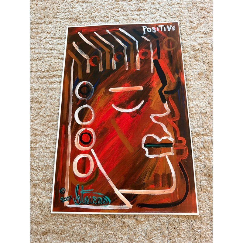 Larry Stevens 2003 Abstract Face Painting Art Print Positive