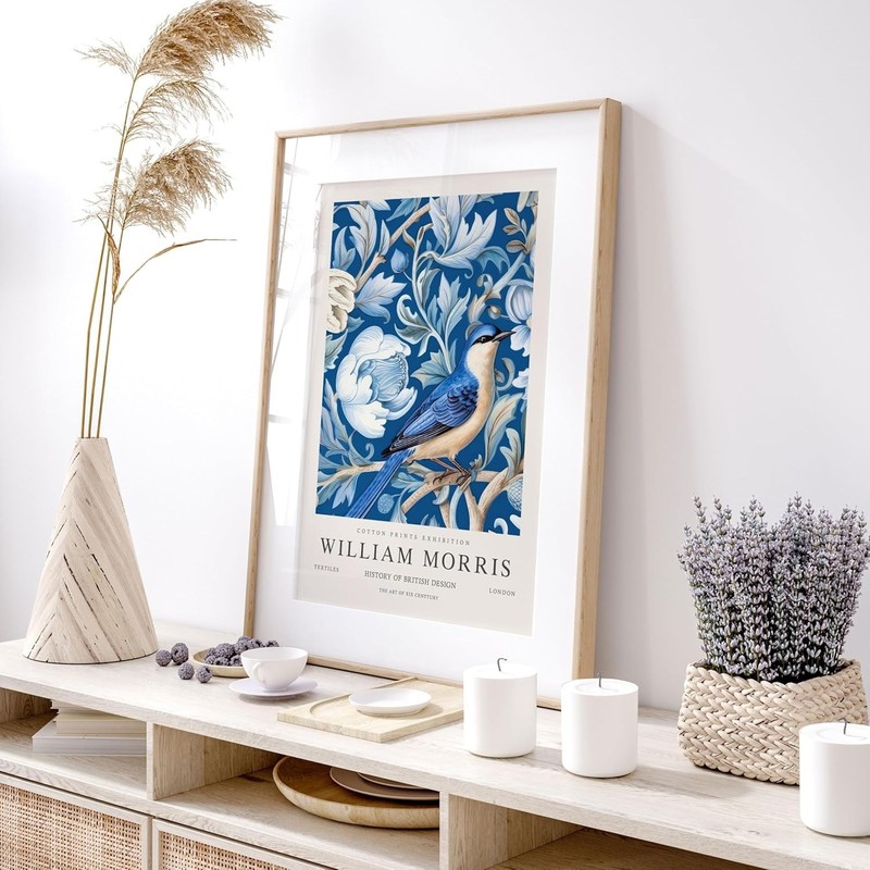 William Morris Blue Bird Art Canvas Print Poster Cotton Prints 20×30  30x40 cm gallery