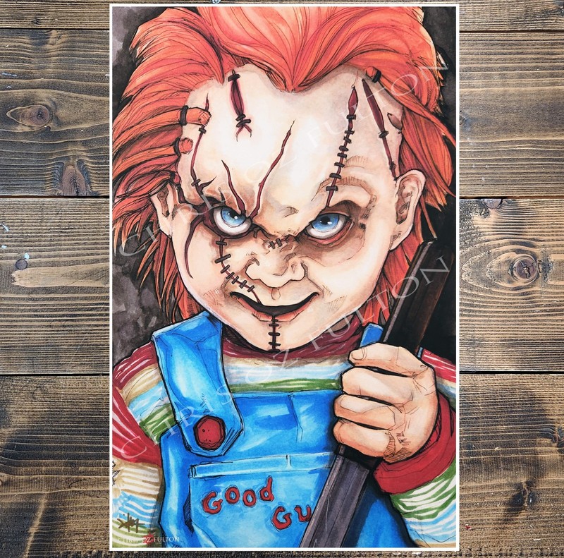 Child’s Play Chucky Horror Movie Art 11×17 Print Signed Artist Chris Oz Fulton