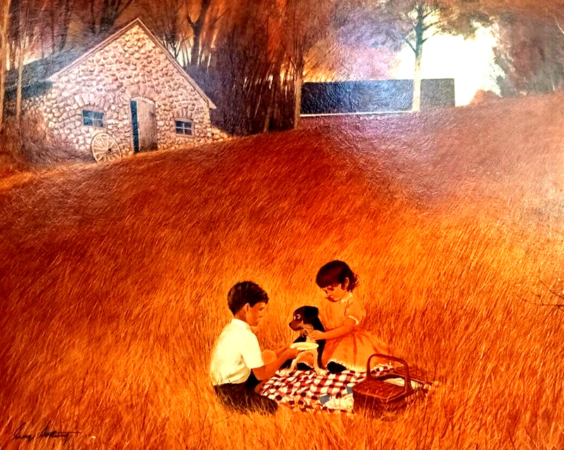 George Sottung Art Painting 1960’s Lithograph Textured Art Print 16″ X 20″