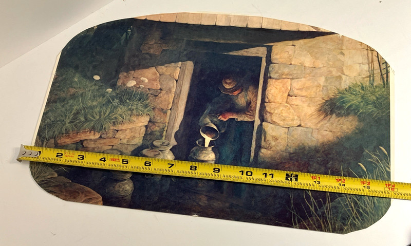 N.C. Wyeth Art Print Stone SPRING HOUSE 1944 Farmer Milk Cans 10 x 16 oval VTG gallery
