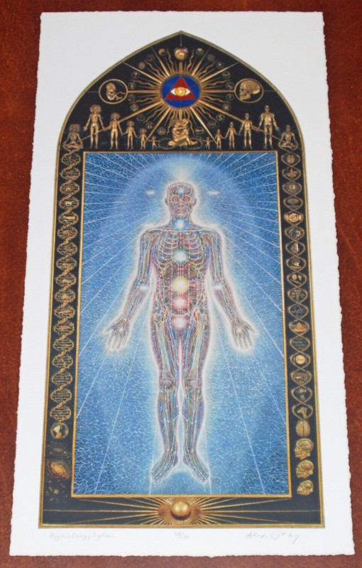 Alex Grey Psychic Energy System Art Print S/# 100 Sacred Mirrors Chakras Poster gallery