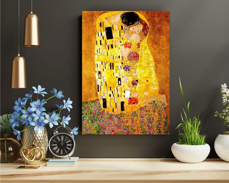 The Kiss Gustav Klimt Reproduction Wall Art Canvas Décor Art Print Room gallery