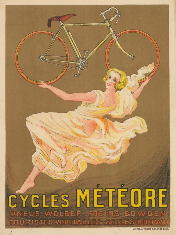 Vintage 1920s Cycles Meteore French Bicycle Art Nouveau Deco Poster Print